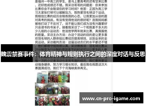 魏震禁赛事件：体育精神与规则执行之间的深度对话与反思